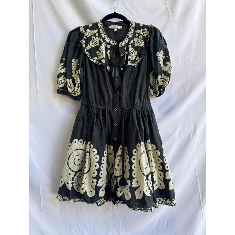 Sea NY x RTR Black Cotton Puff Sleeve Mini Dress Size XS - Picture 3 of 5